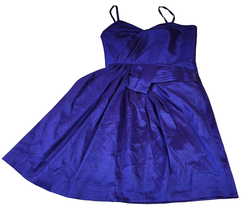 Calvin Klein Dress Womens 10 Purple Satin Fit & Flare Cocktail Party Pleated NWT